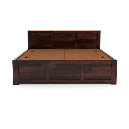 Rukmaajee Solid Sheesham Wood Queen Size Bed with Box Storage for