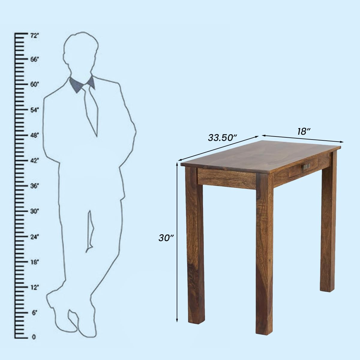 Rukmaajee Solid Sheesham Wood Study Table | Wooden Laptop Desk &