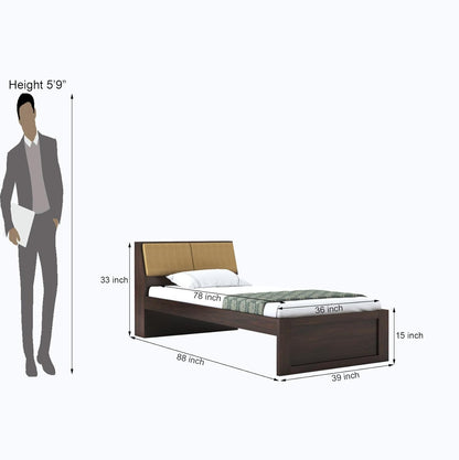 Rukmaajee Solid Sheesham Wood Single Bed Without Storage Wooden Single