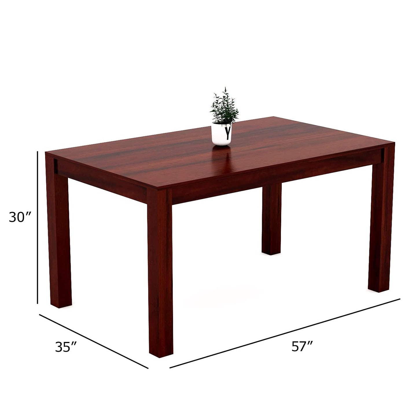 Rukmaajeee Solid Sheesham Wood 6-Seater Dining Table | Mahogany Finish