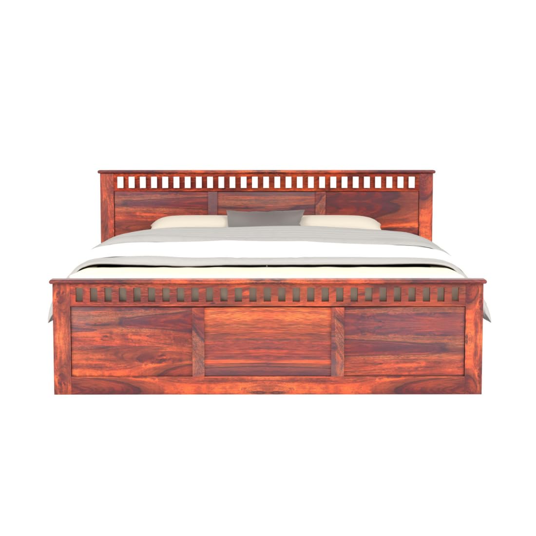 Rukmaajee Solid Sheesham Wood Queen Size Bed, Walnut Premium Finish,