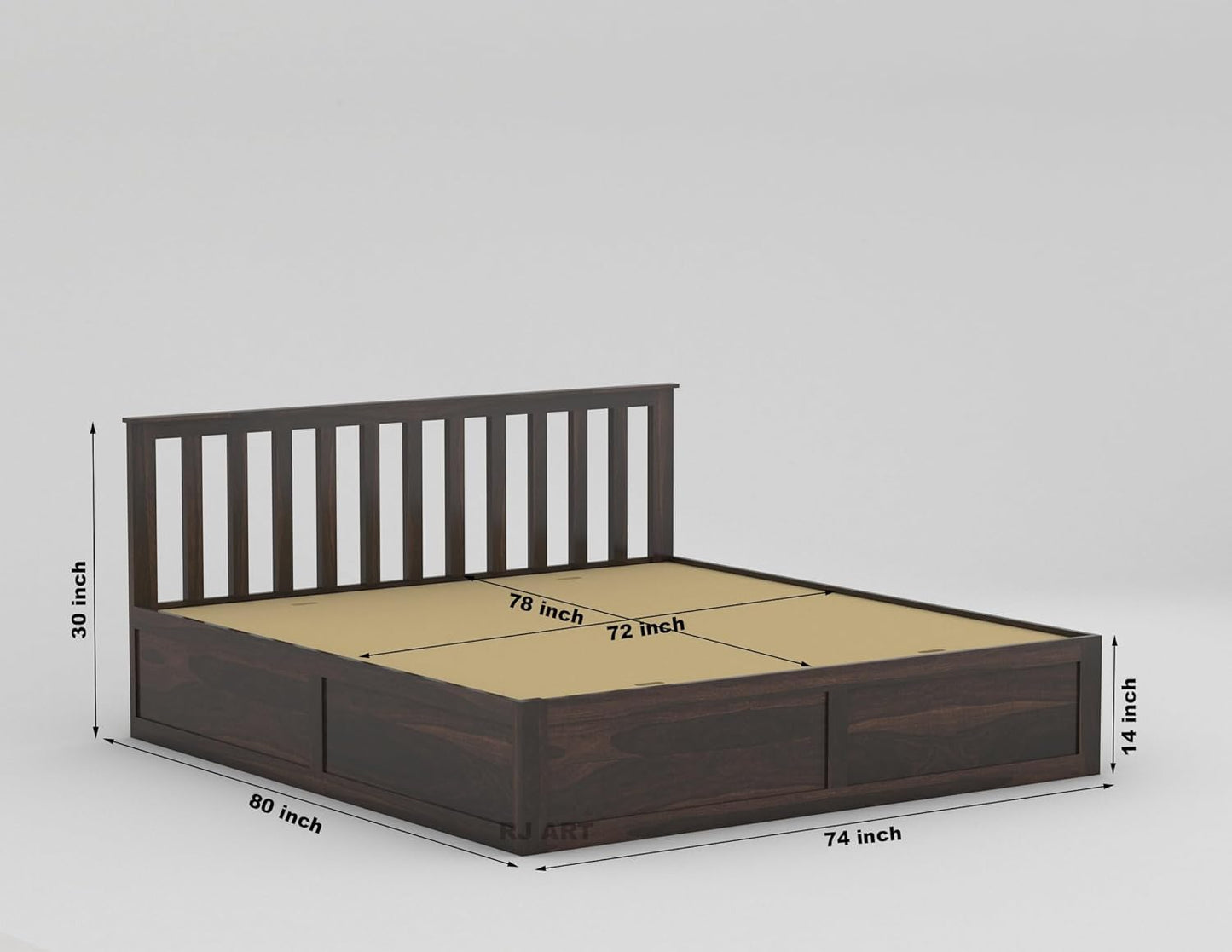 Rukmaajee Sheesham Wood King Size Bed with Storage | Solid Wood Box
