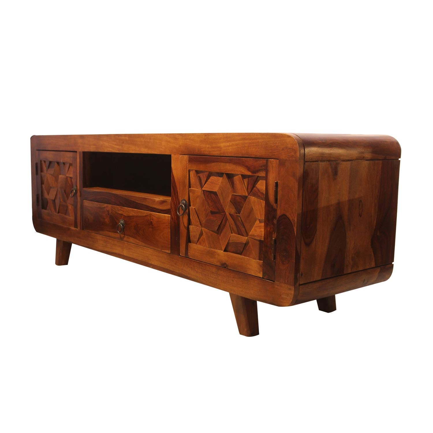 Rukmaajee Furniture Two Door & One Drawer & Box X-Style T.V. Cabinet