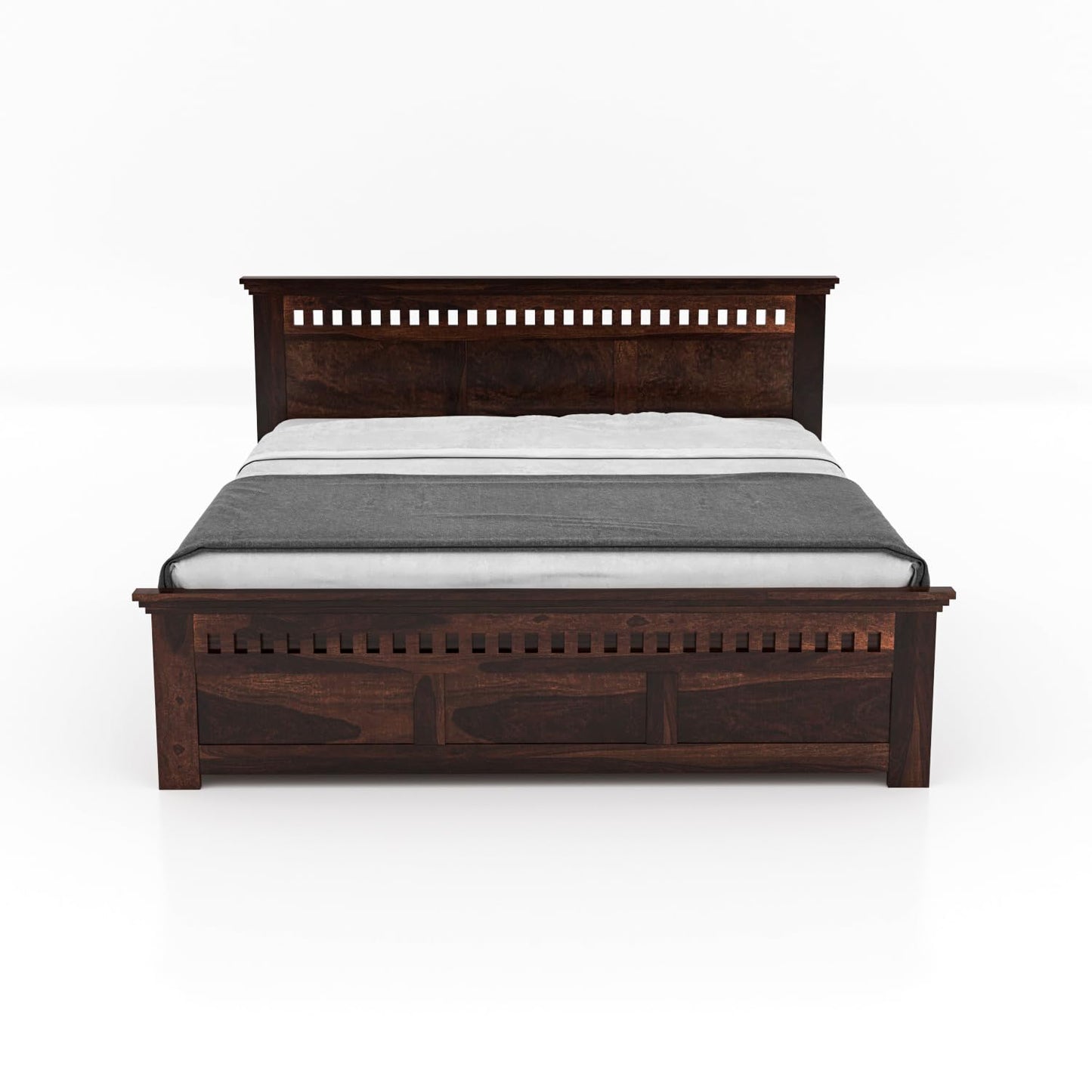 Rukmaajeee Solid Sheesham Wood Armania Queen Size Bed with Box Storage