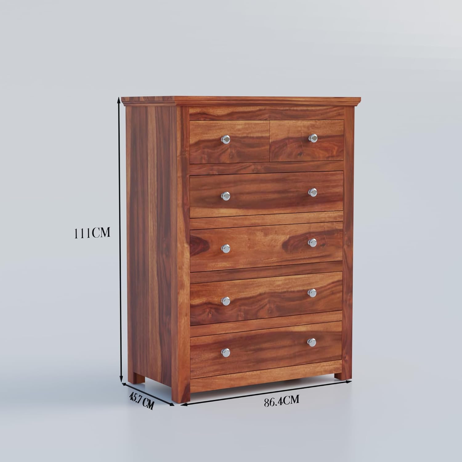 Rukmaajee Solid Sheesham Wood Chest of Drawers | 6 Drawer Storage