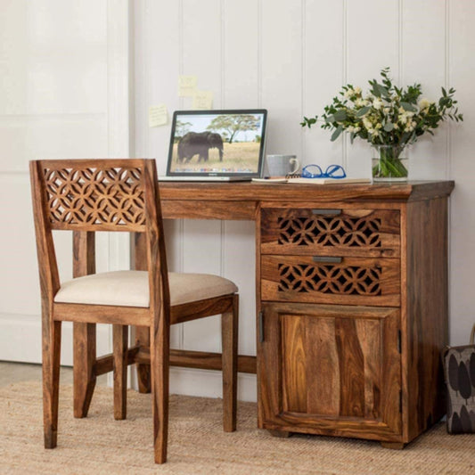 Rukmaajeee Solid Sheesham Wood Study Table | Wooden Laptop Desk &