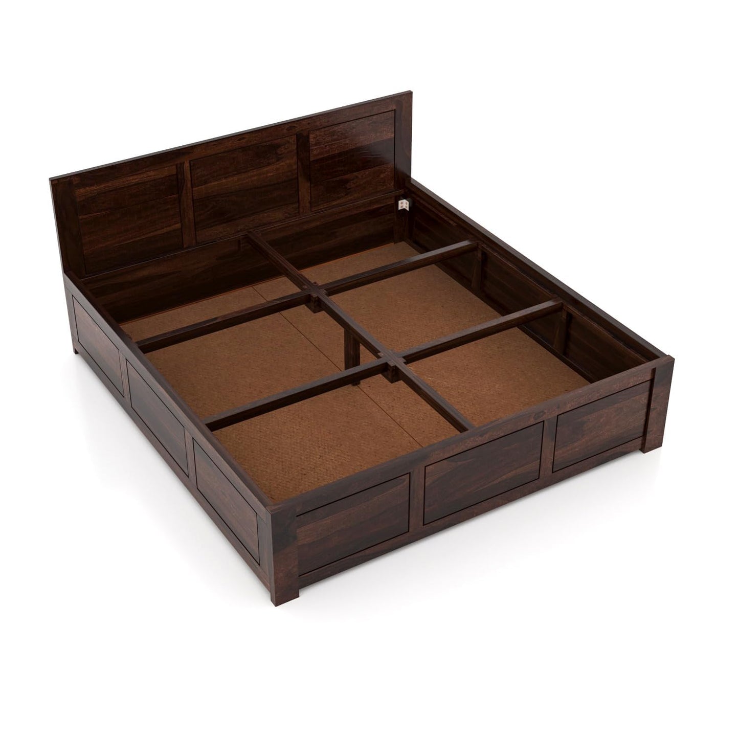 Rukmaajee Solid Sheesham Wood Queen Size Bed with Box Storage for