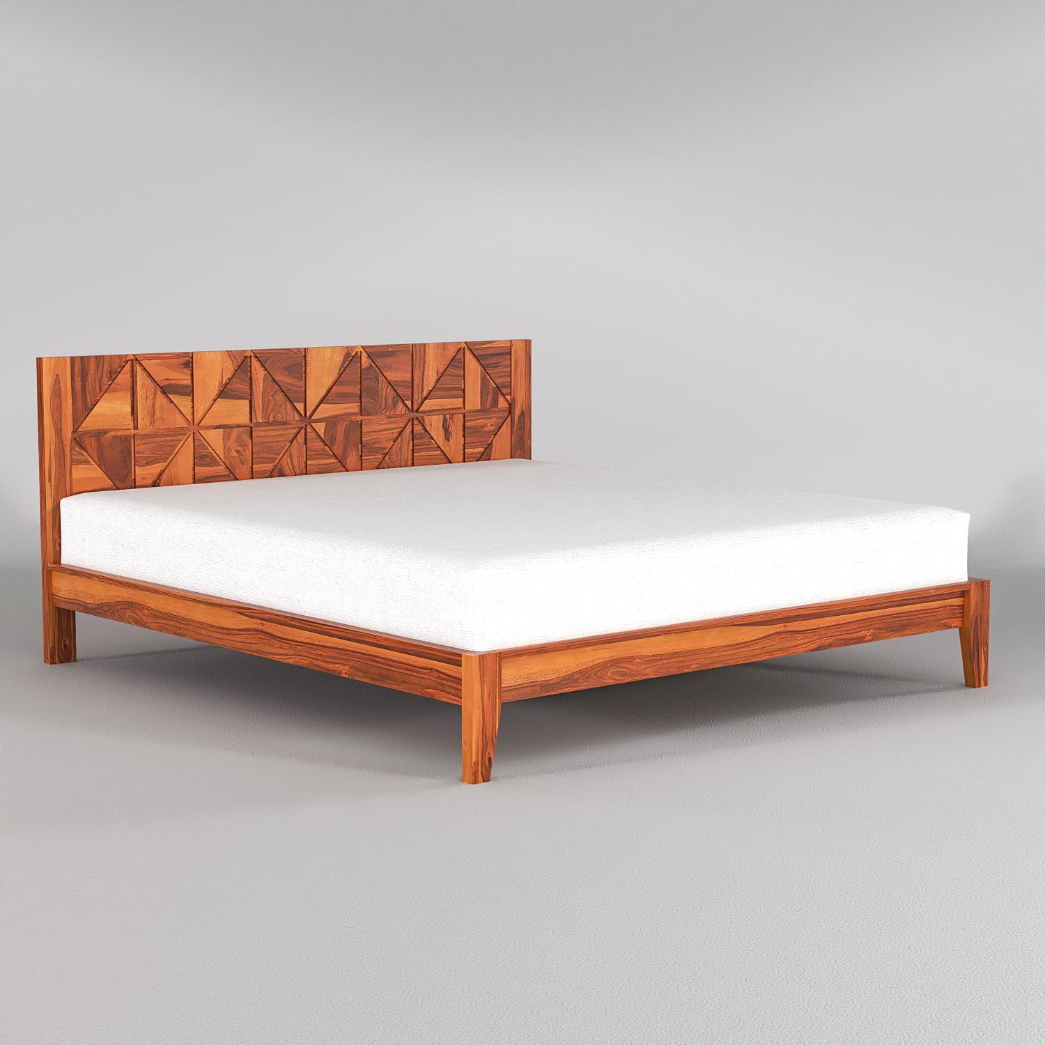 Rukmaajee Wooden King Size Bed - Solid Sheesham Wood Double Cot