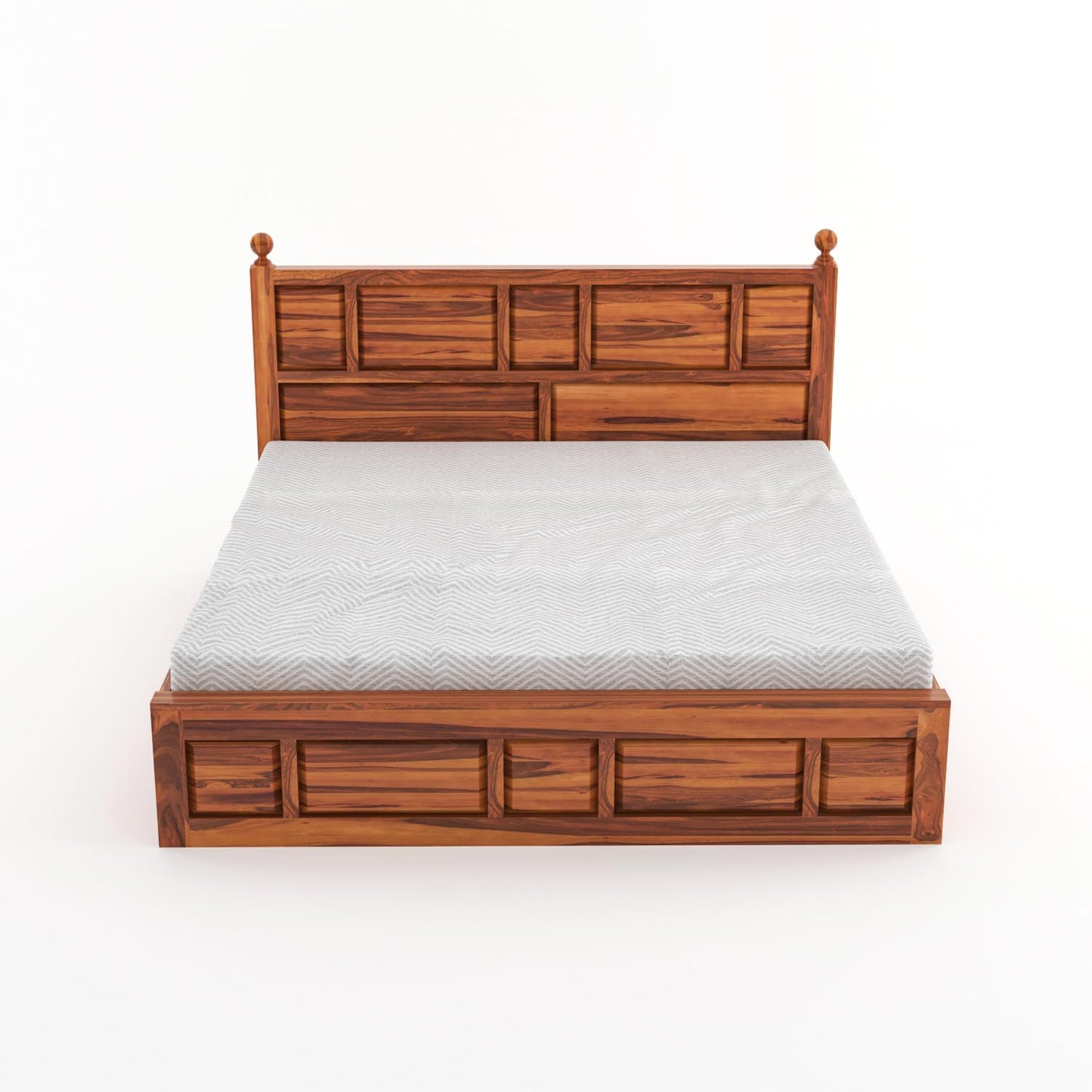 Rukmaajee Solid Sheesham Wood King Size Bed with Box Storage for Home