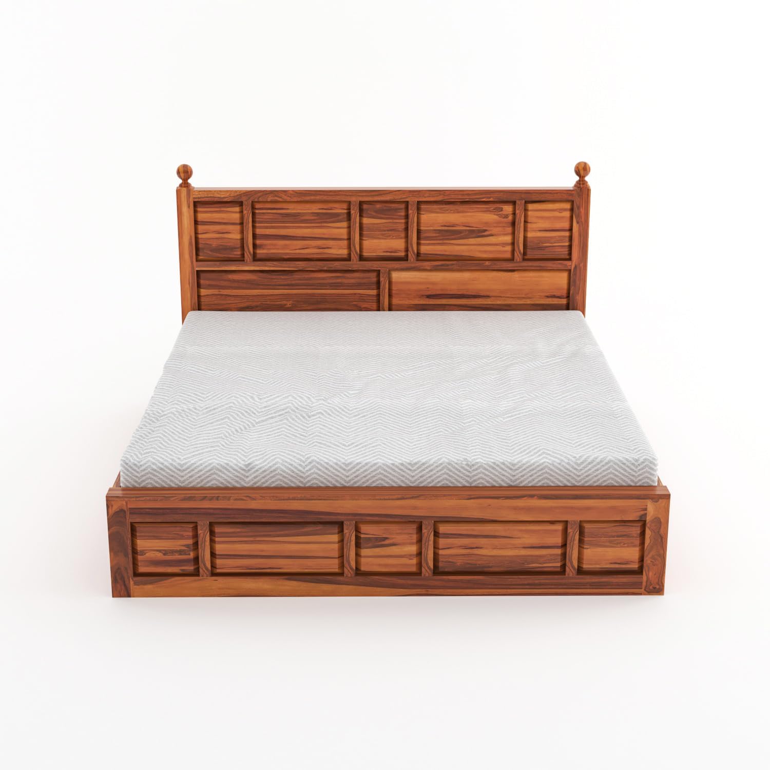 Rukmaajee Solid Sheesham Wood King Size Bed with Box Storage for Home