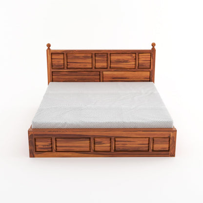 Rukmaajee Solid Sheesham Wood King Size Bed with Box Storage for Home