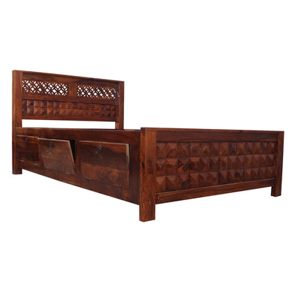 Rukmaajee Furniture Flora with Diamond Bed in Natural Solid Wood with