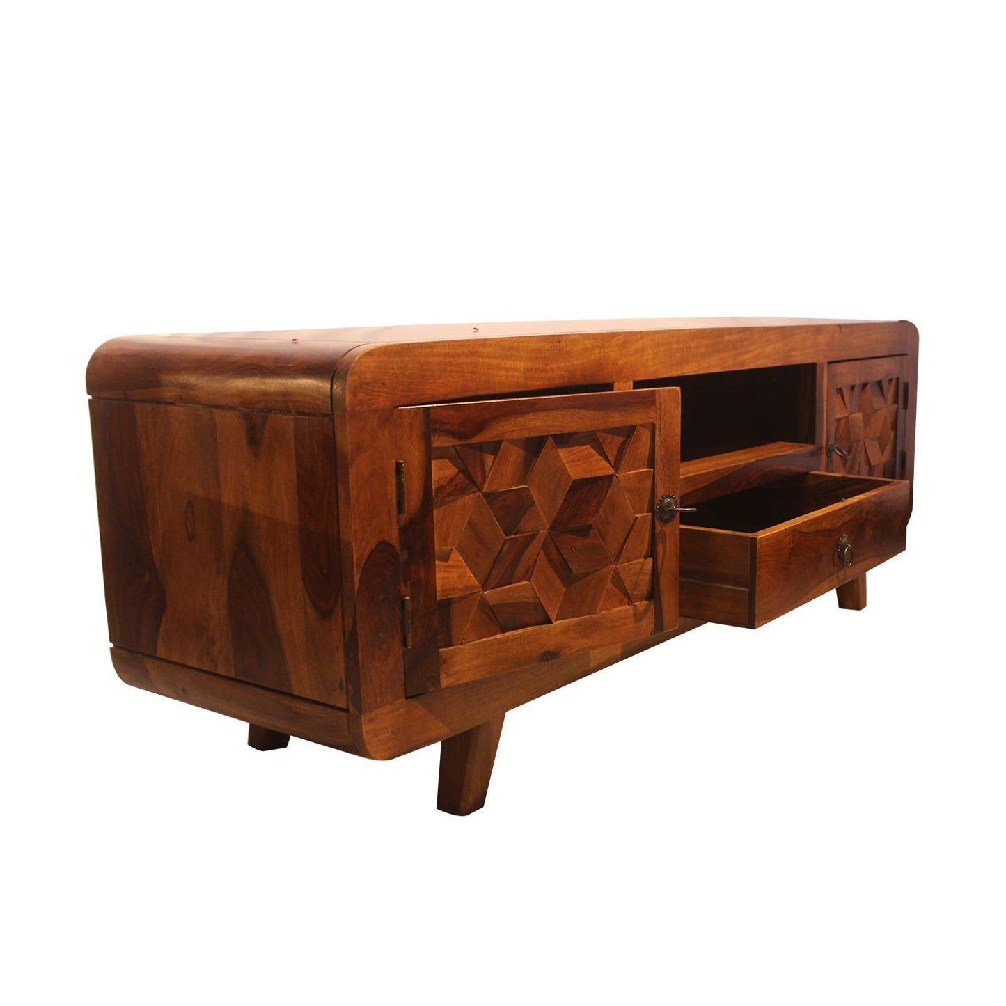 Rukmaajee Furniture Two Door & One Drawer & Box X-Style T.V. Cabinet