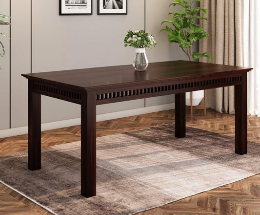 Rukmaajeee Solid Sheesham Wood 6-Seater Dining Table | Wooden Walnut
