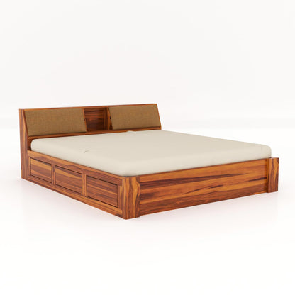 Rukmaajeee Solid Sheesham Wood King Size Bed with Box Storage | Wooden