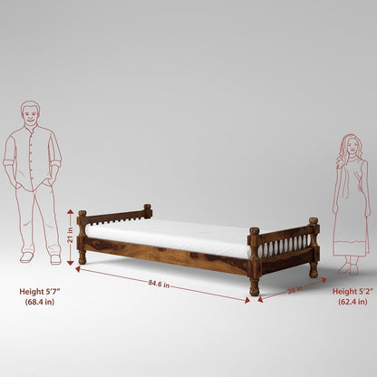 Rukmaajeee Sheesham Wood Fieri Single Bed Without Storage | Solid Wood