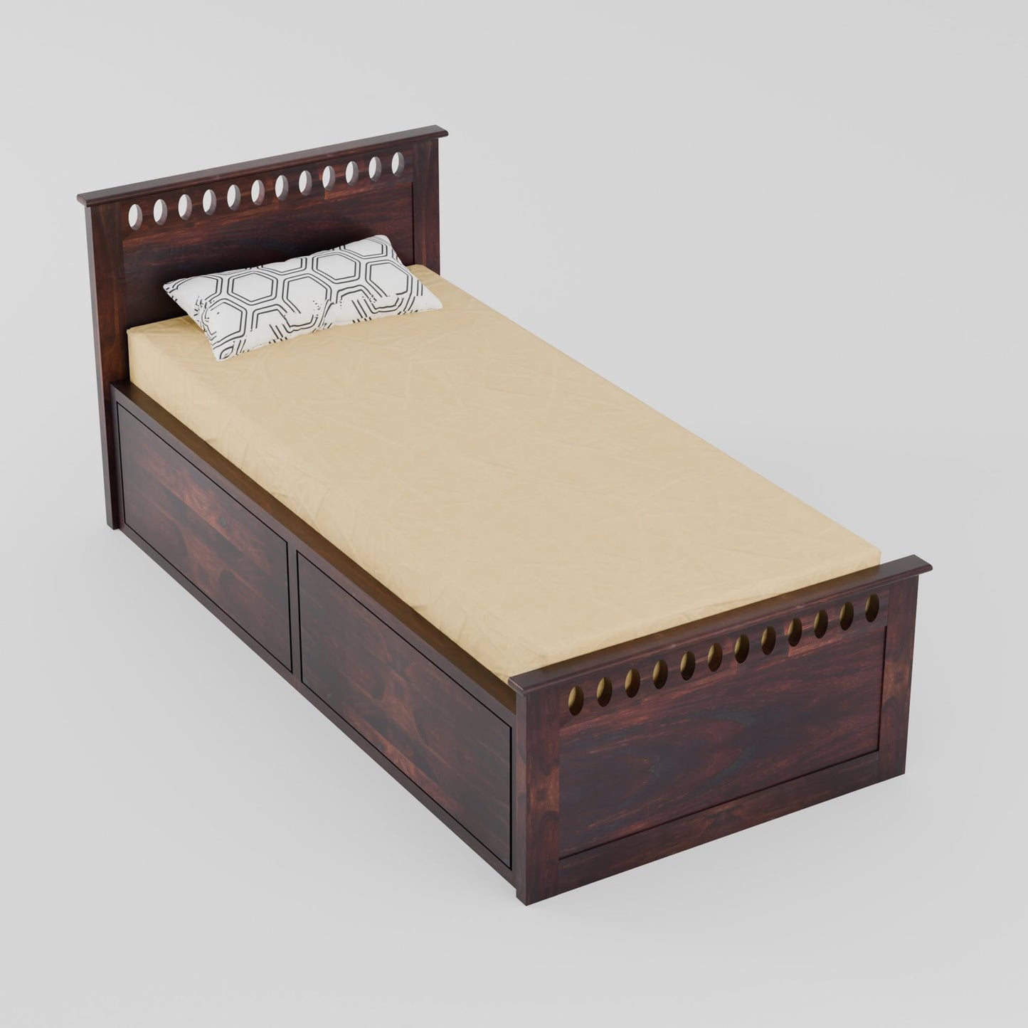 Rukmaajee Solid Sheesham Wood Box Storage Bed for Your Home Modern