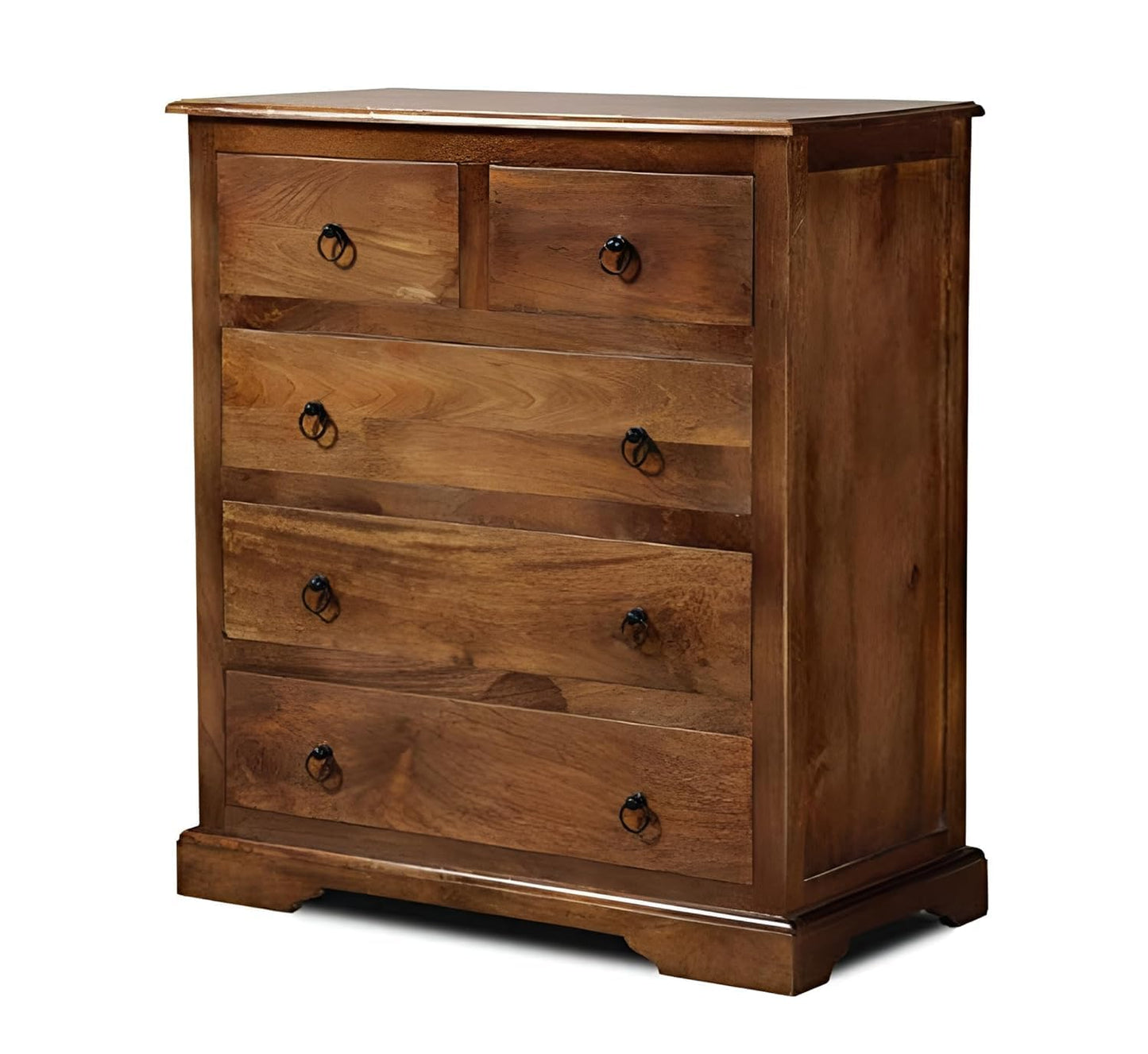 Rukmaajee Wooden Honey Finish Furniture Chest of Drawers Rack| Chester