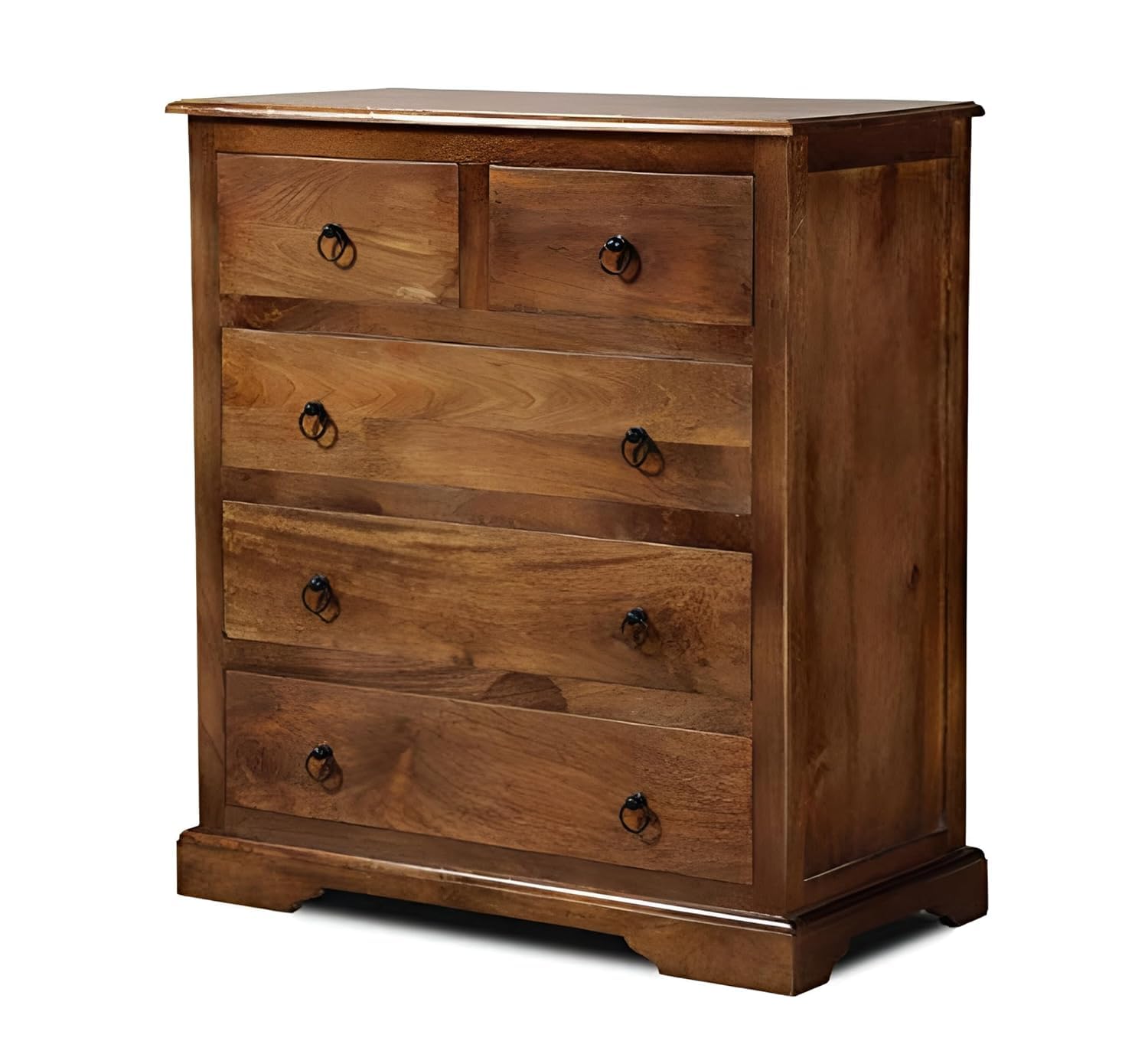Rukmaajee Wooden Honey Finish Furniture Chest of Drawers Rack| Chester