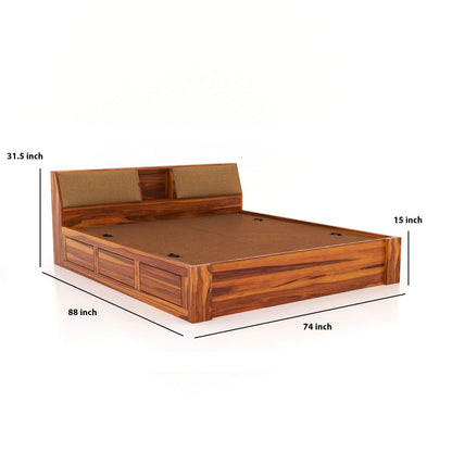 Rukmaajeee Solid Sheesham Wood King Size Bed with Box Storage | Wooden