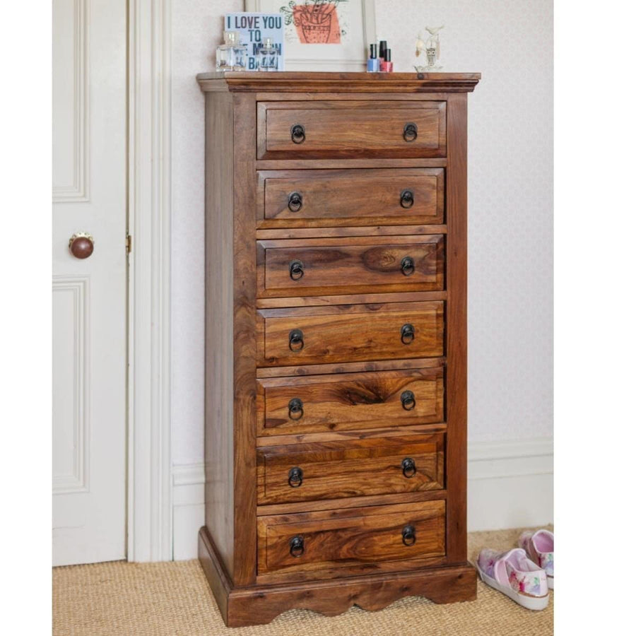 Rukmaajee Furniture Solid Sheesham Wood Chest of Drawers for Bedroom