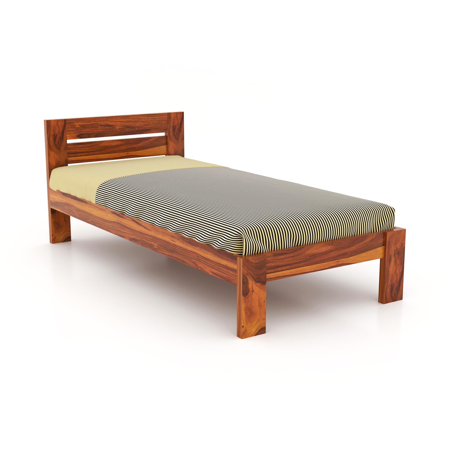 Rukmaajeee Solid Sheesham Wood Single Bed with 2 Drawers | Wooden Bed