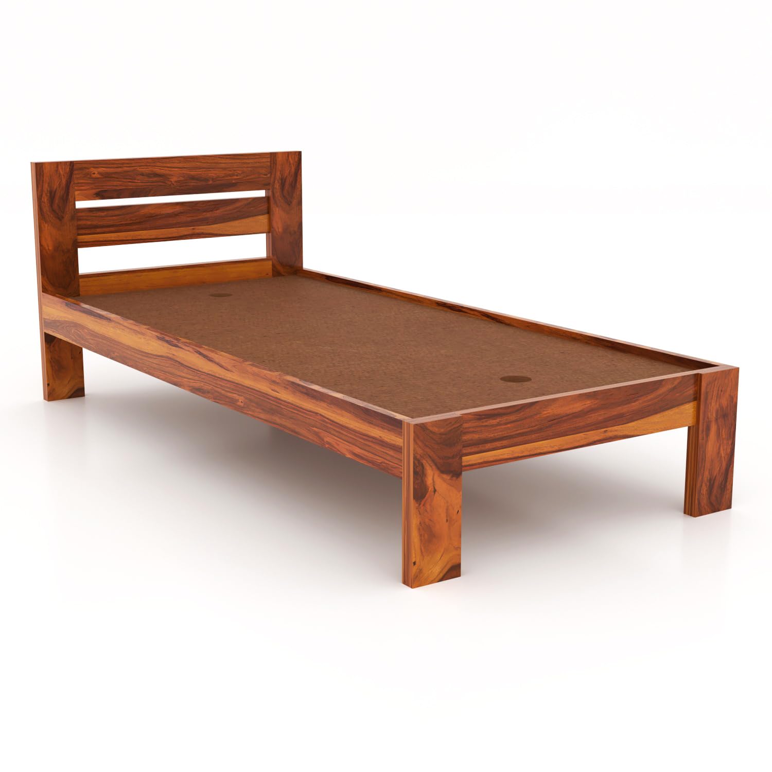 Rukmaajeee Solid Sheesham Wood Single Bed with 2 Drawers | Wooden Bed