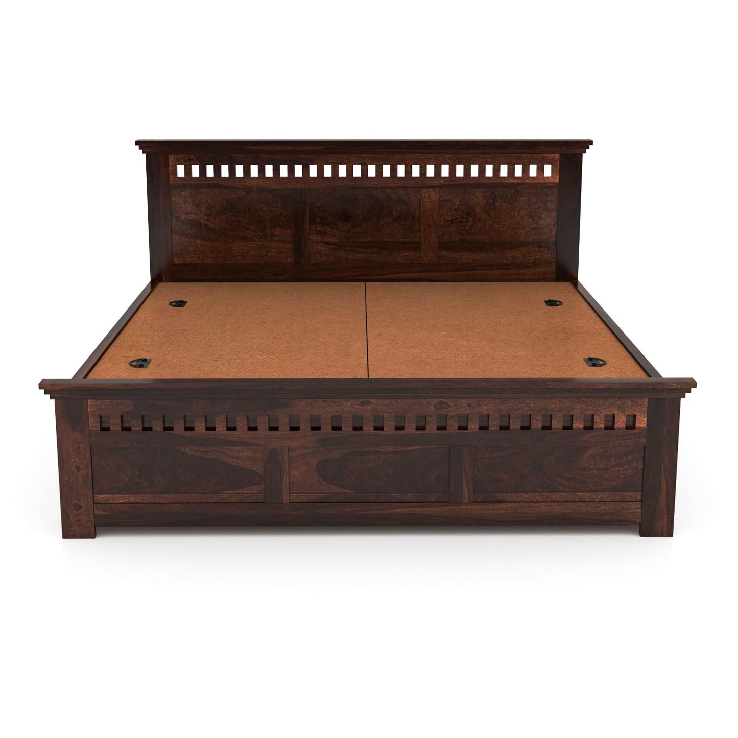 Rukmaajeee Solid Sheesham Wood Armania Queen Size Bed with Box Storage