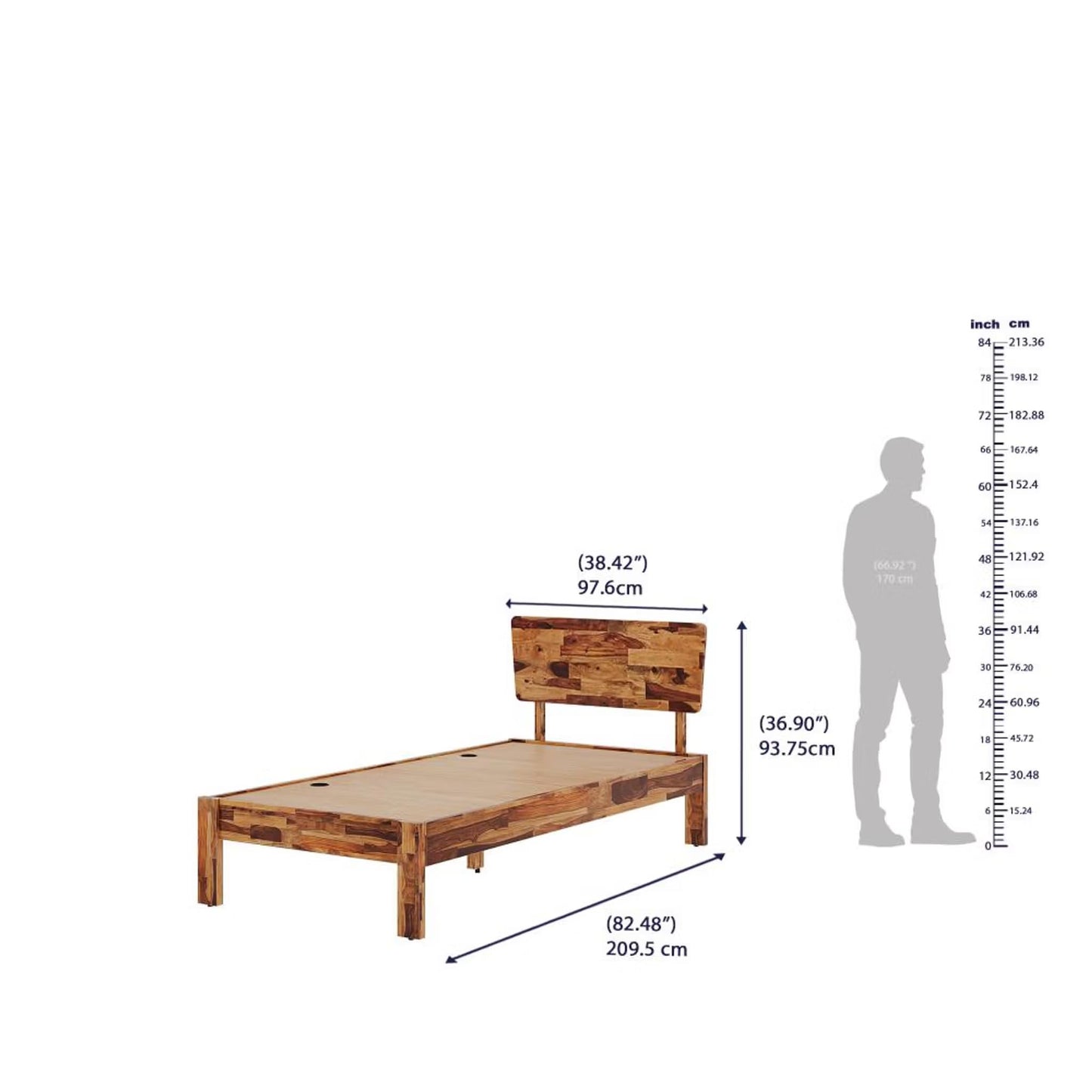 Rukmaajee Solid Sheesham Wood Single Bed for Your Home Designer Single