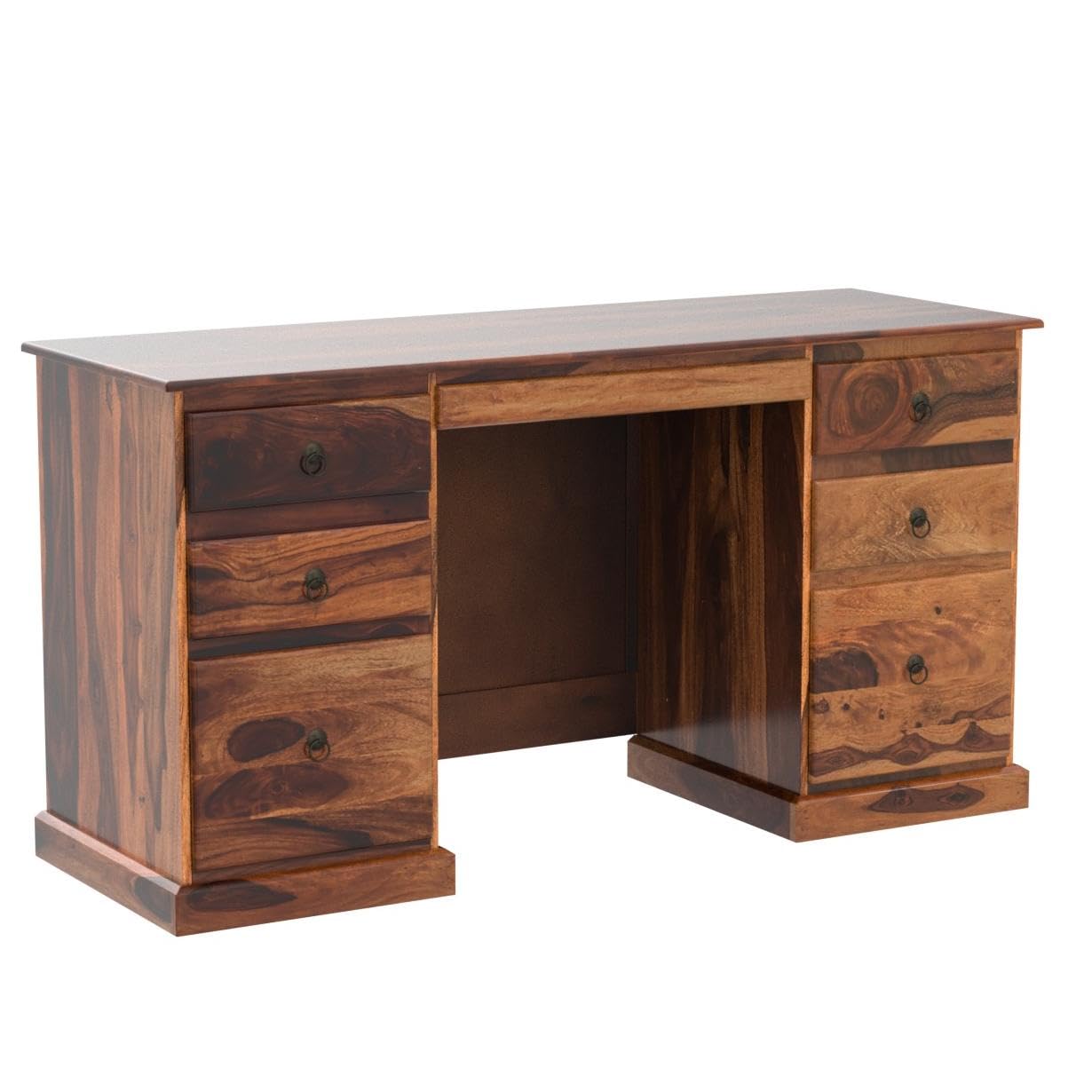Rukmaajeee Sheesham Wood Study Writing Desk with 6 Drawers | Laptop &