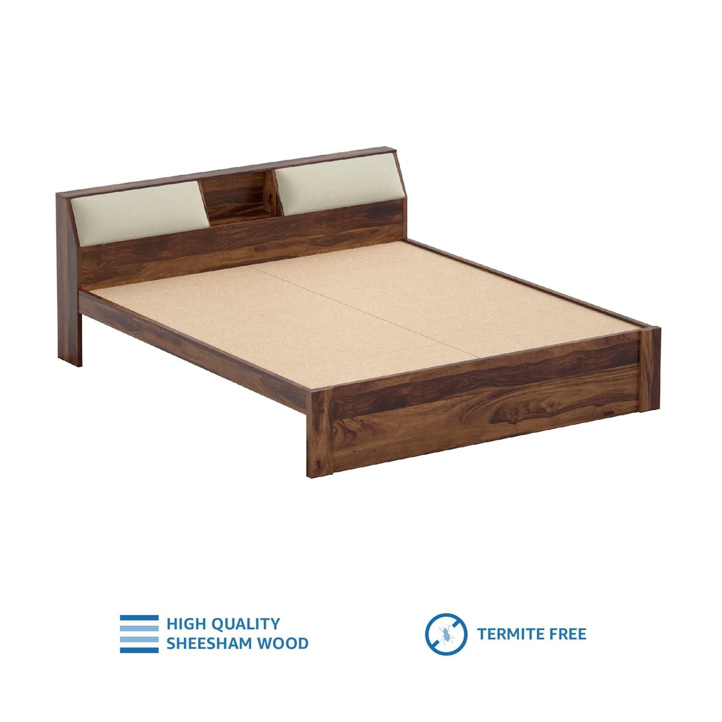 Rukmaajee Solid Wood Mayor King Size Bed with Headboard Storage,