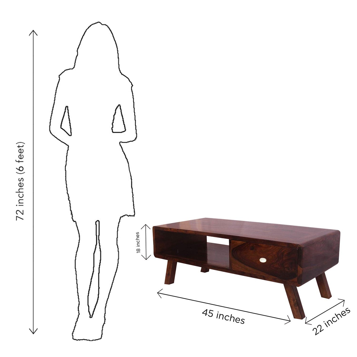 Rukmaajee Furniture One Drawer & One Box Robotic T.V. Cabinet in