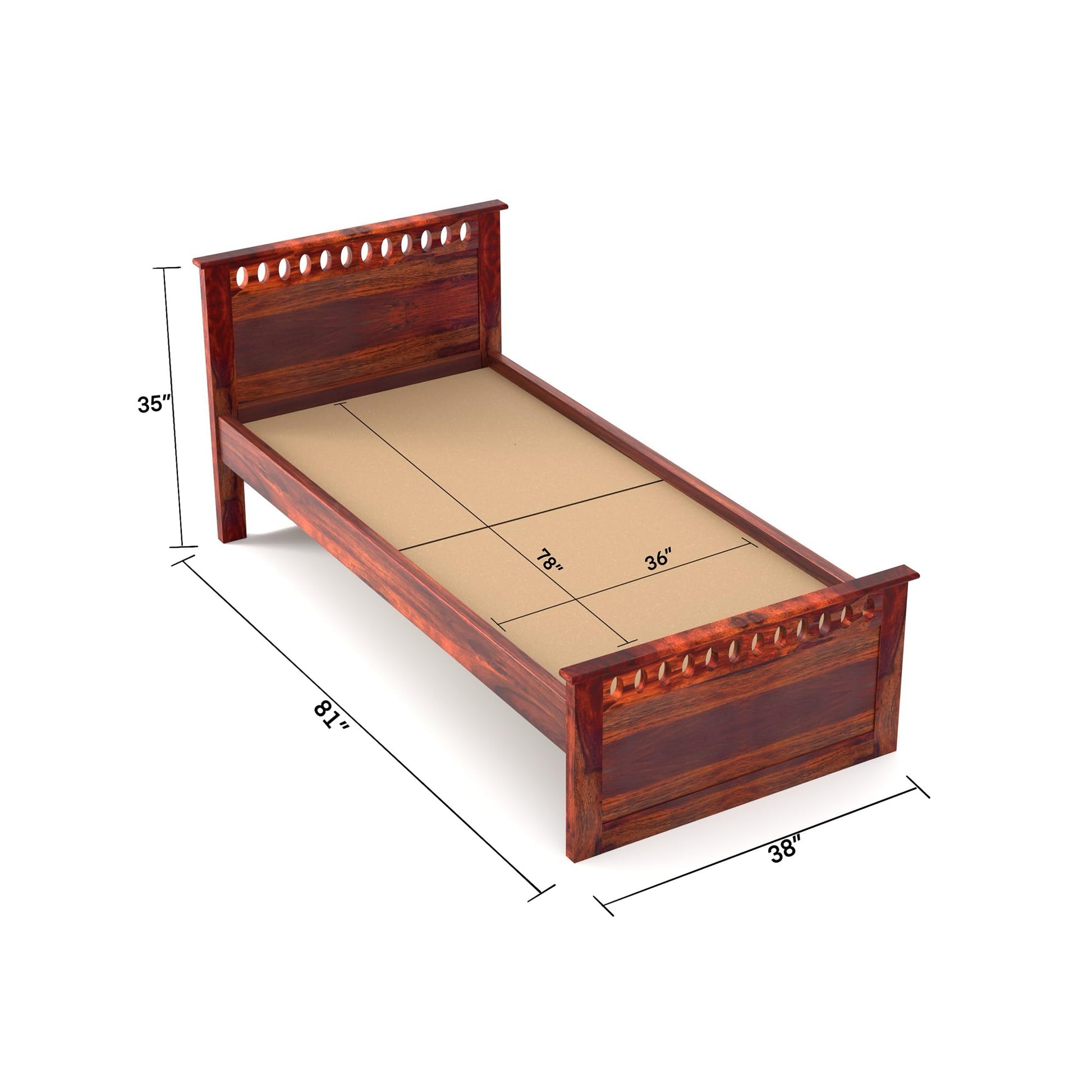Rukmaajee Solid Sheesham Wood Single Bed for Your Home Sheesham Wood