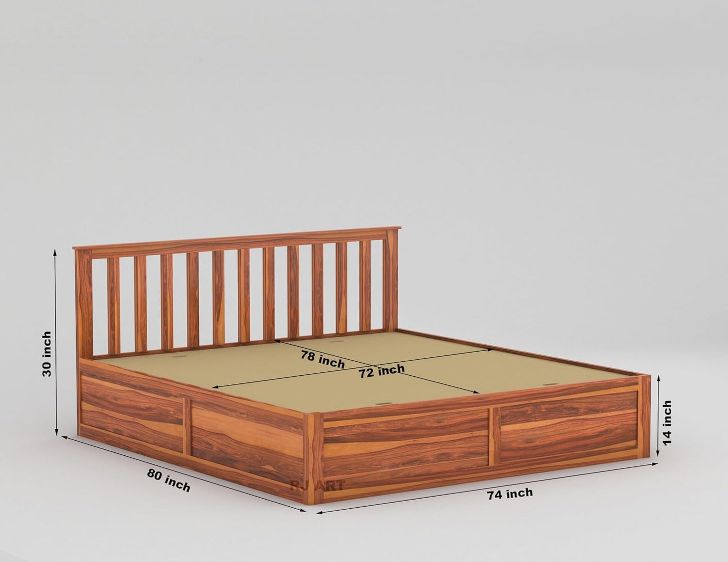 Rukmaajee Sheesham Wood King Size Bed with Storage | Solid Wood Box
