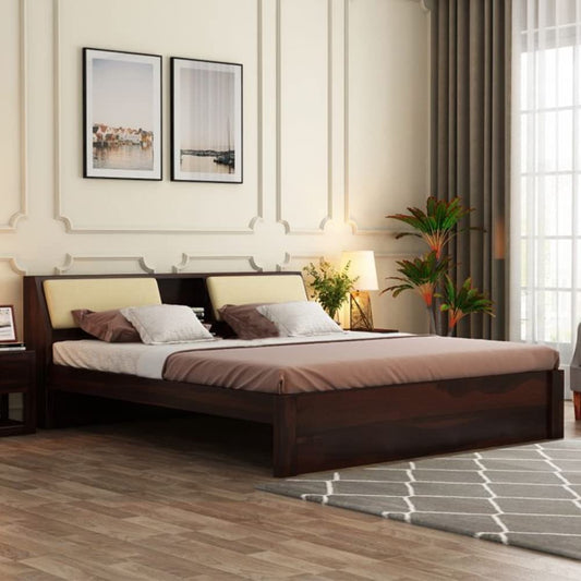 Rukmaajee Sheesham Wood Queen Size Double Bed Without Storage Wooden