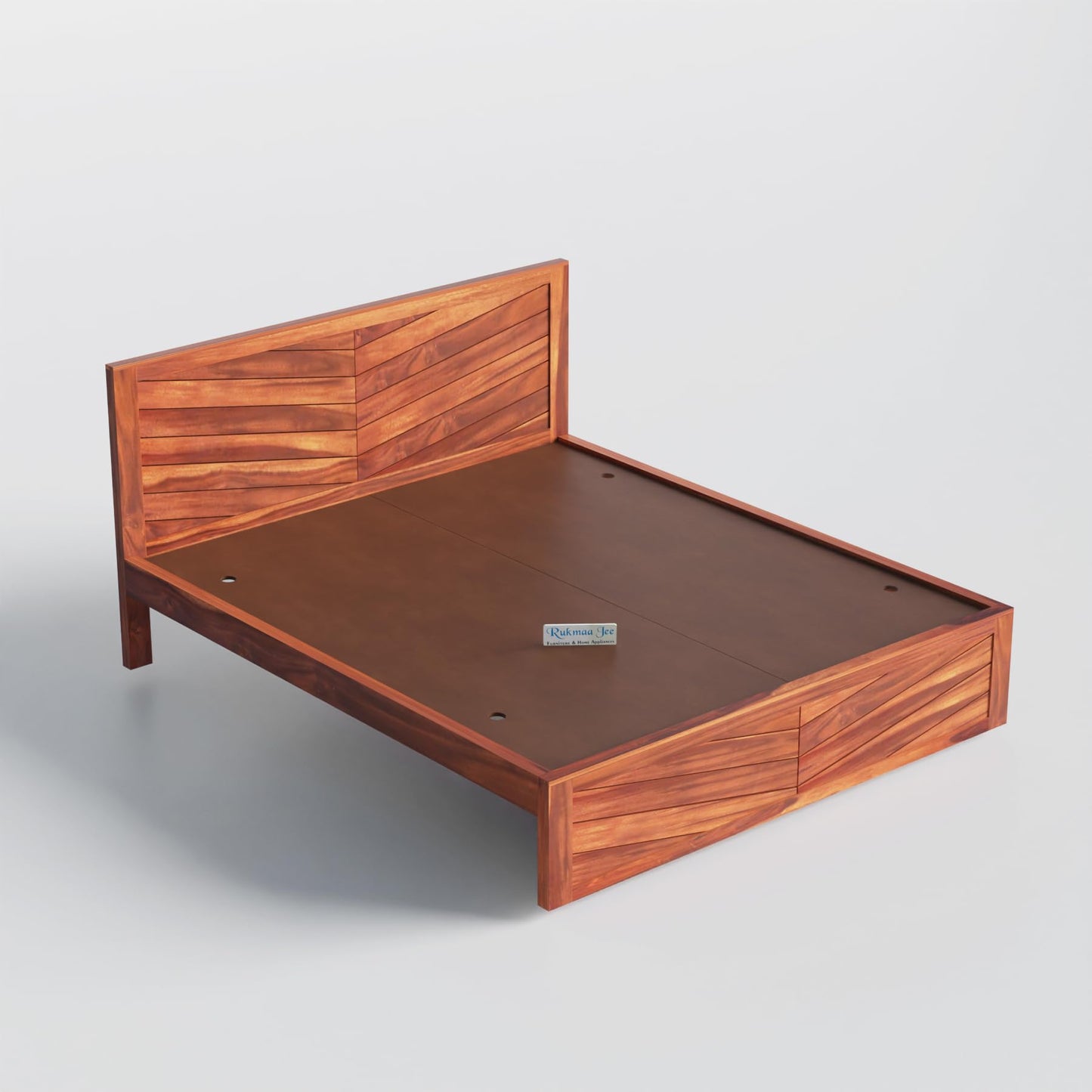 Rukmaajee Solid Sheesham Wood Queen Size Bed | Honey Premium Finish