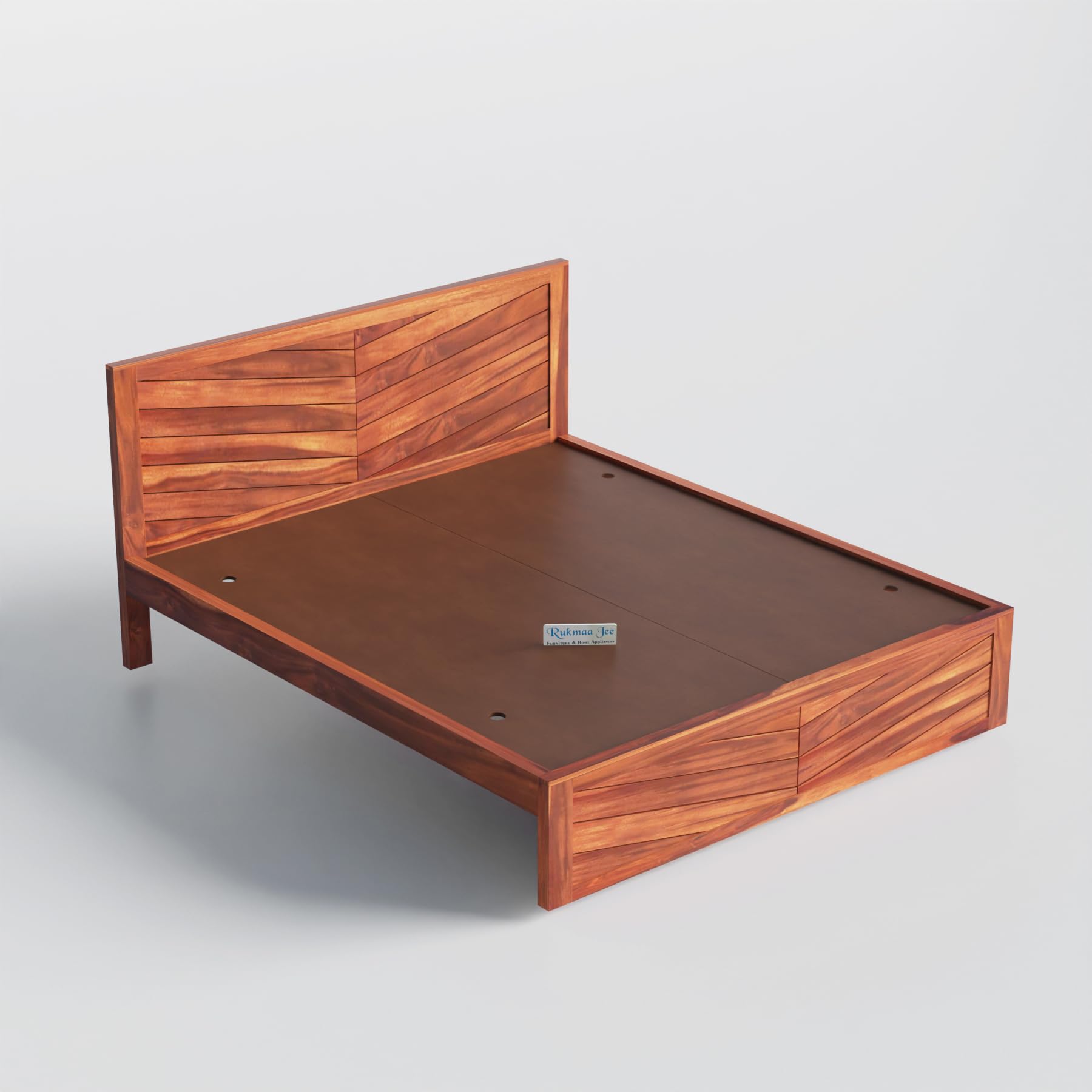 Rukmaajee Solid Sheesham Wood Queen Size Bed | Honey Premium Finish