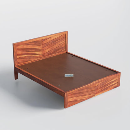 Rukmaajee Solid Sheesham Wood King Size Bed | V-Groove Design