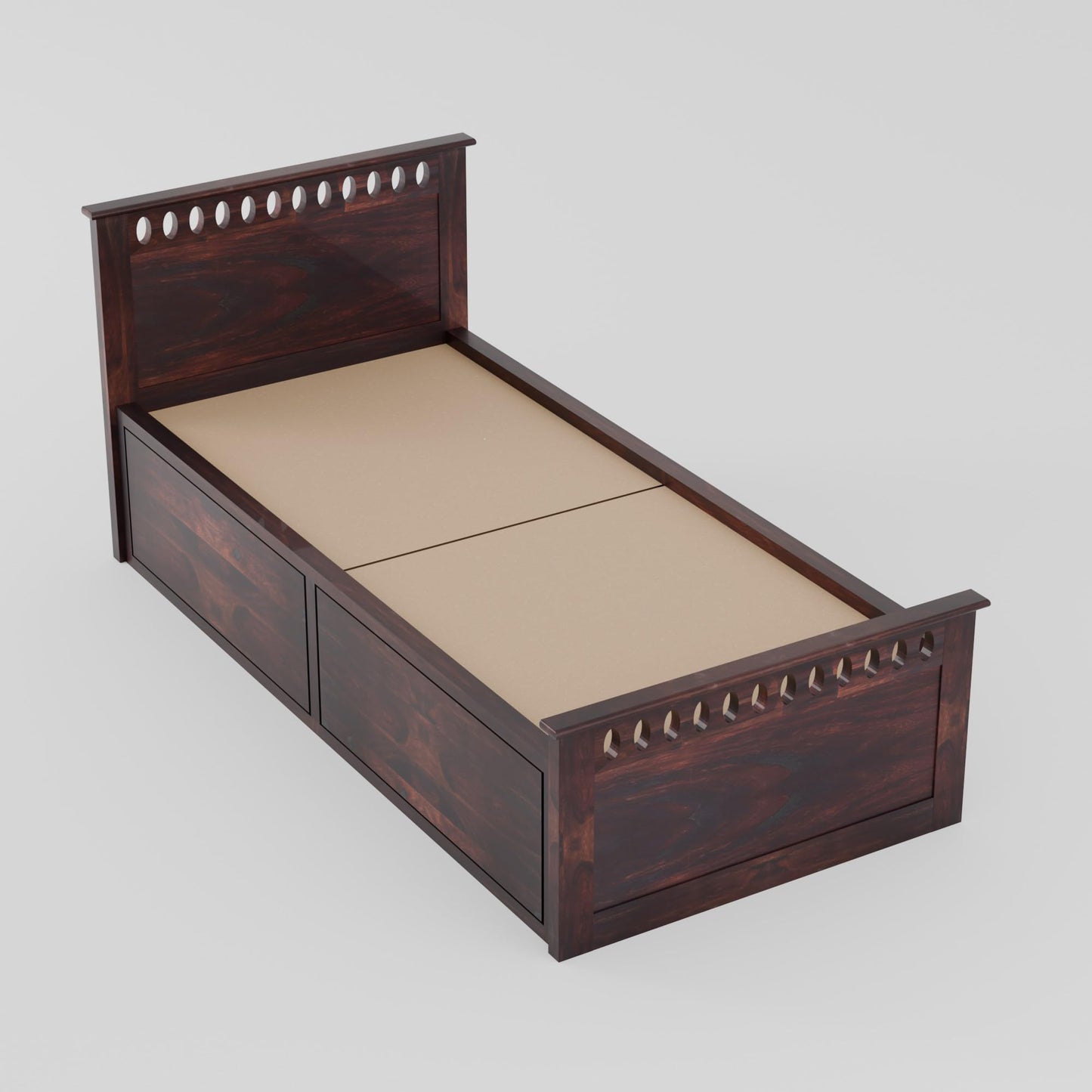 Rukmaajee Solid Sheesham Wood Box Storage Bed for Your Home Modern