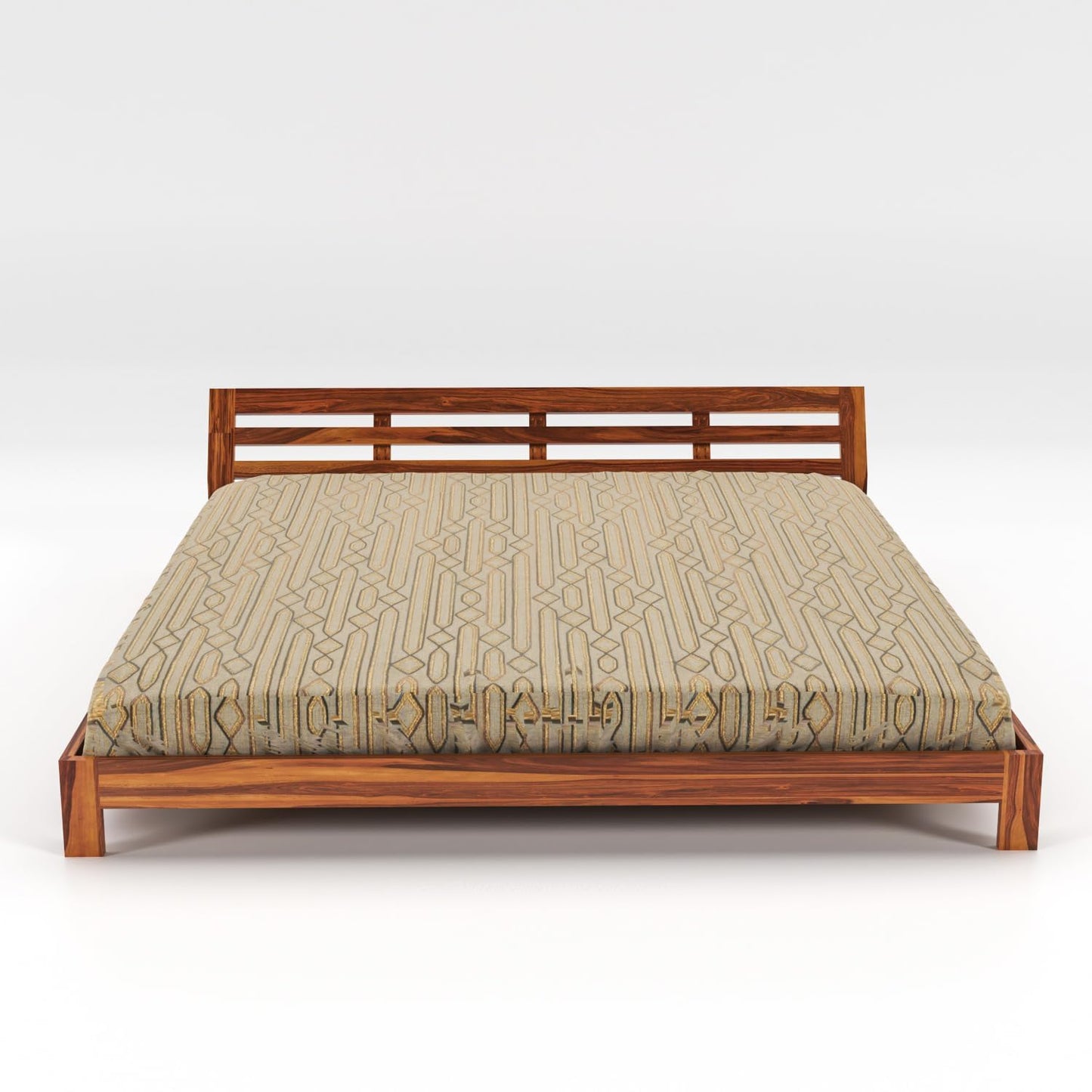 Rukmaajee Solid Sheesham Wood King Size Bed Low Height Double Bed