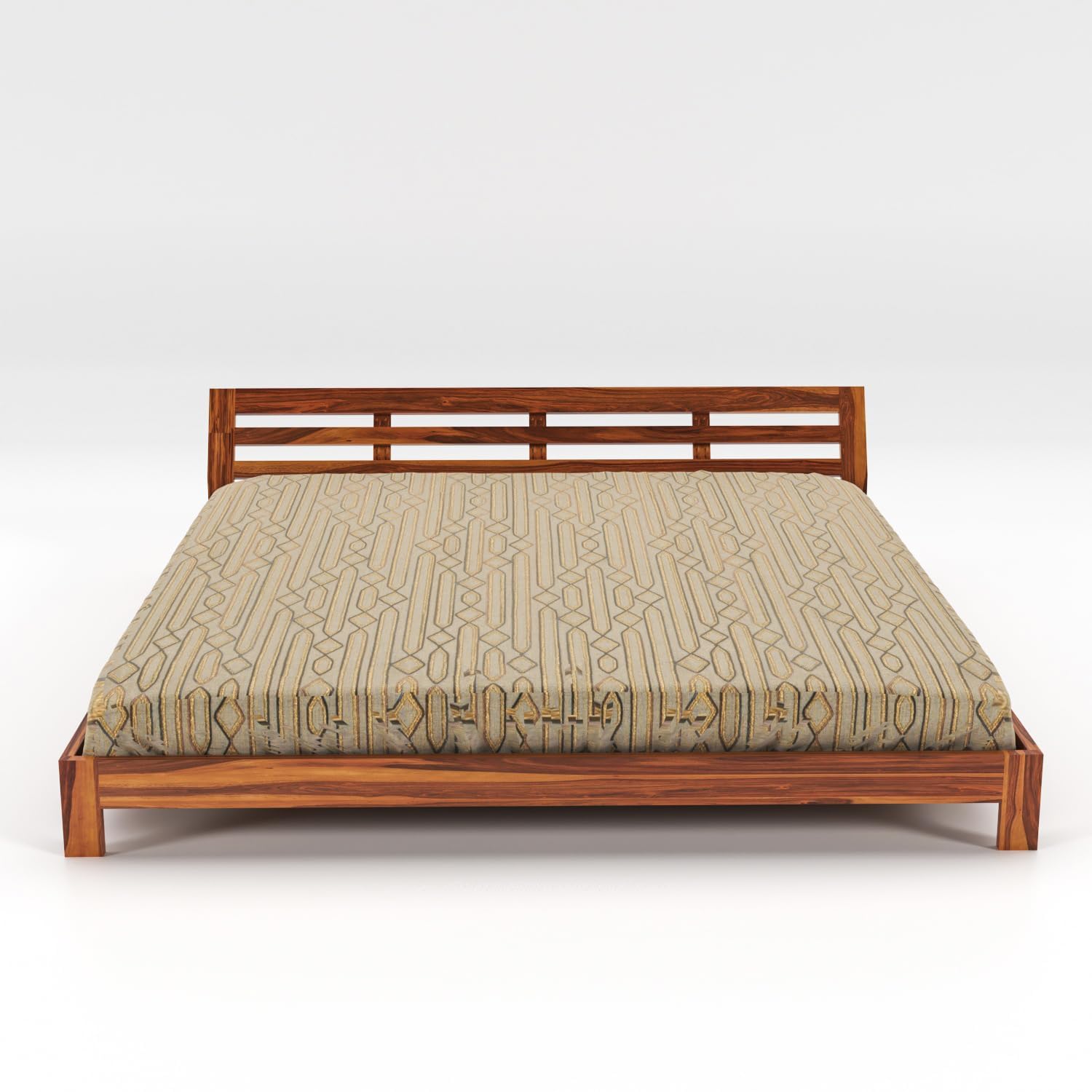 Rukmaajee Solid Sheesham Wood King Size Bed Low Height Double Bed