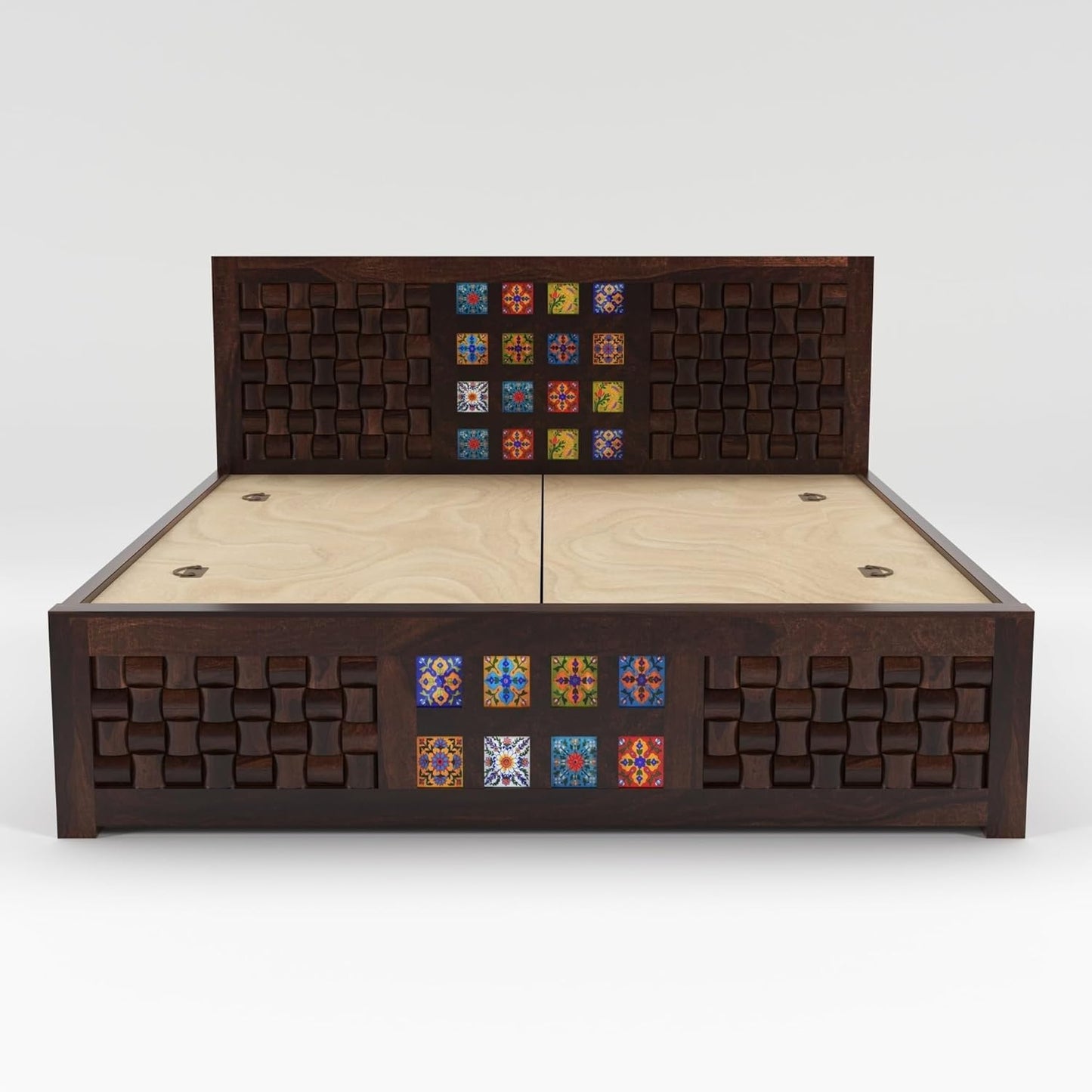 Rukmaajee Solid Sheesham Wood King Size for Bedroom, Hotel| Double Bed