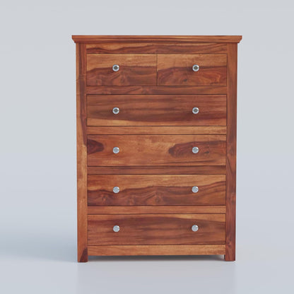 Rukmaajee Solid Sheesham Wood Chest of Drawers | 6 Drawer Storage