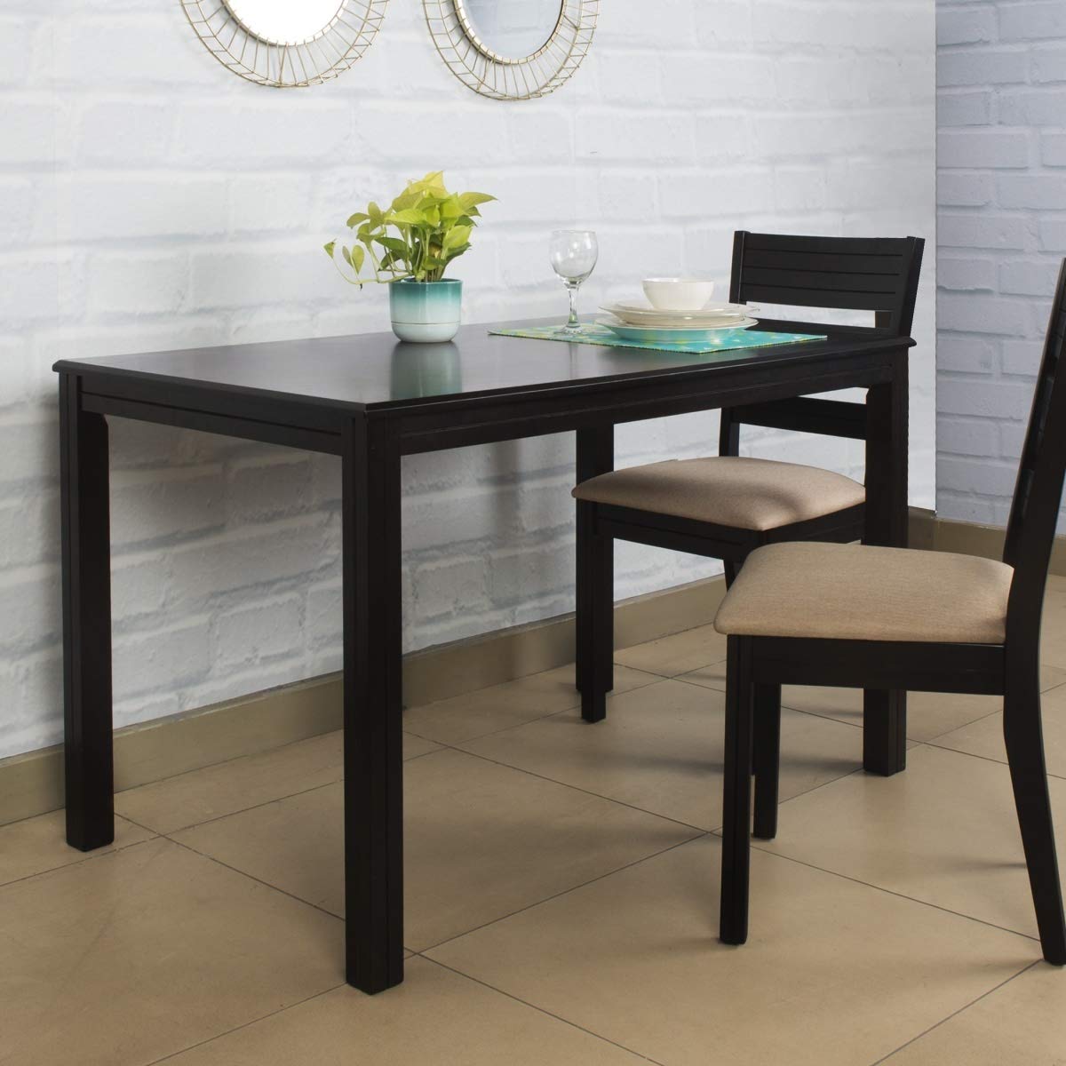 Rukmaajeee Montoya 4-Seater Engineered Wood Dining Table | Brown MDF