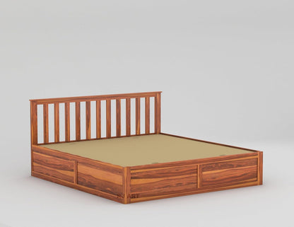 Rukmaajee Sheesham Wood King Size Bed with Storage | Solid Wood Box