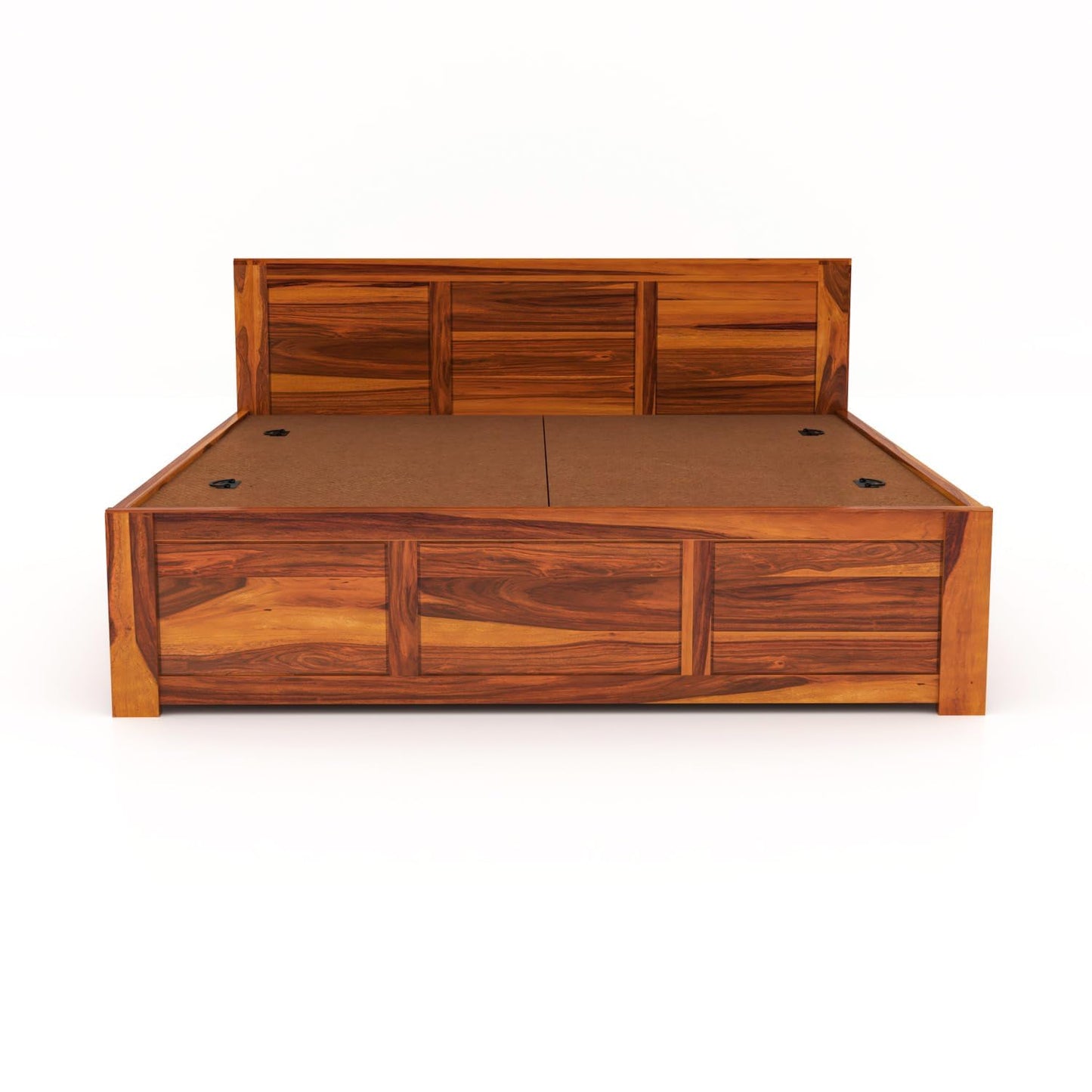 Rukmaajee Solid Sheesham Wood Queen Size Bed with Box Storage for