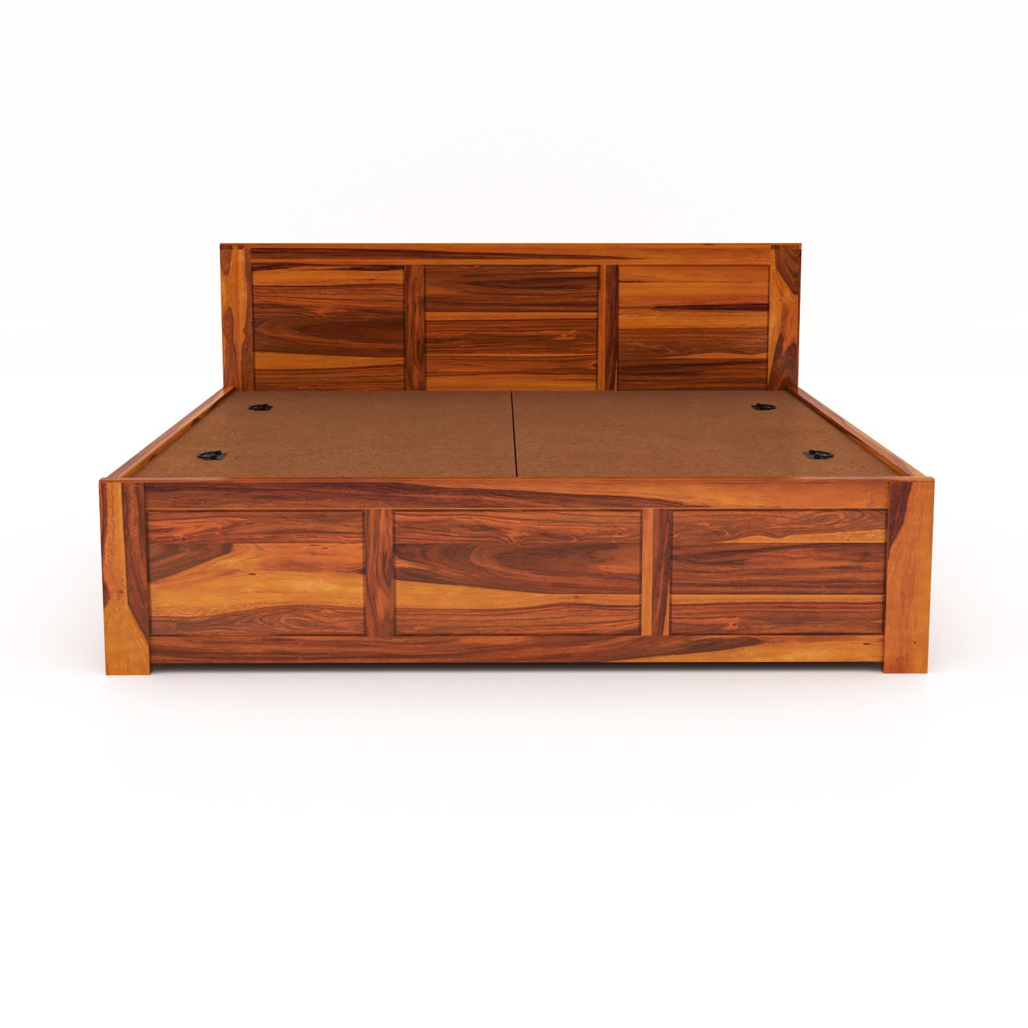 Rukmaajee Solid Sheesham Wood Queen Size Bed with Box Storage for