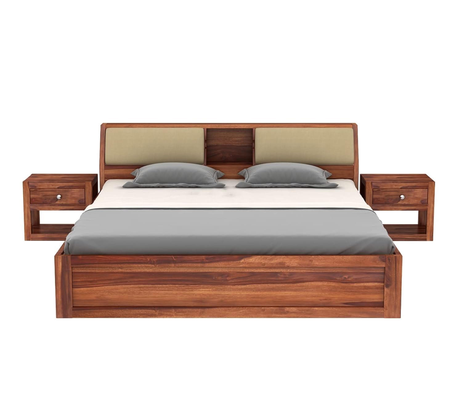 Rukmaajee Sheesham Wood King Size Bed with Box Storage Wooden Double