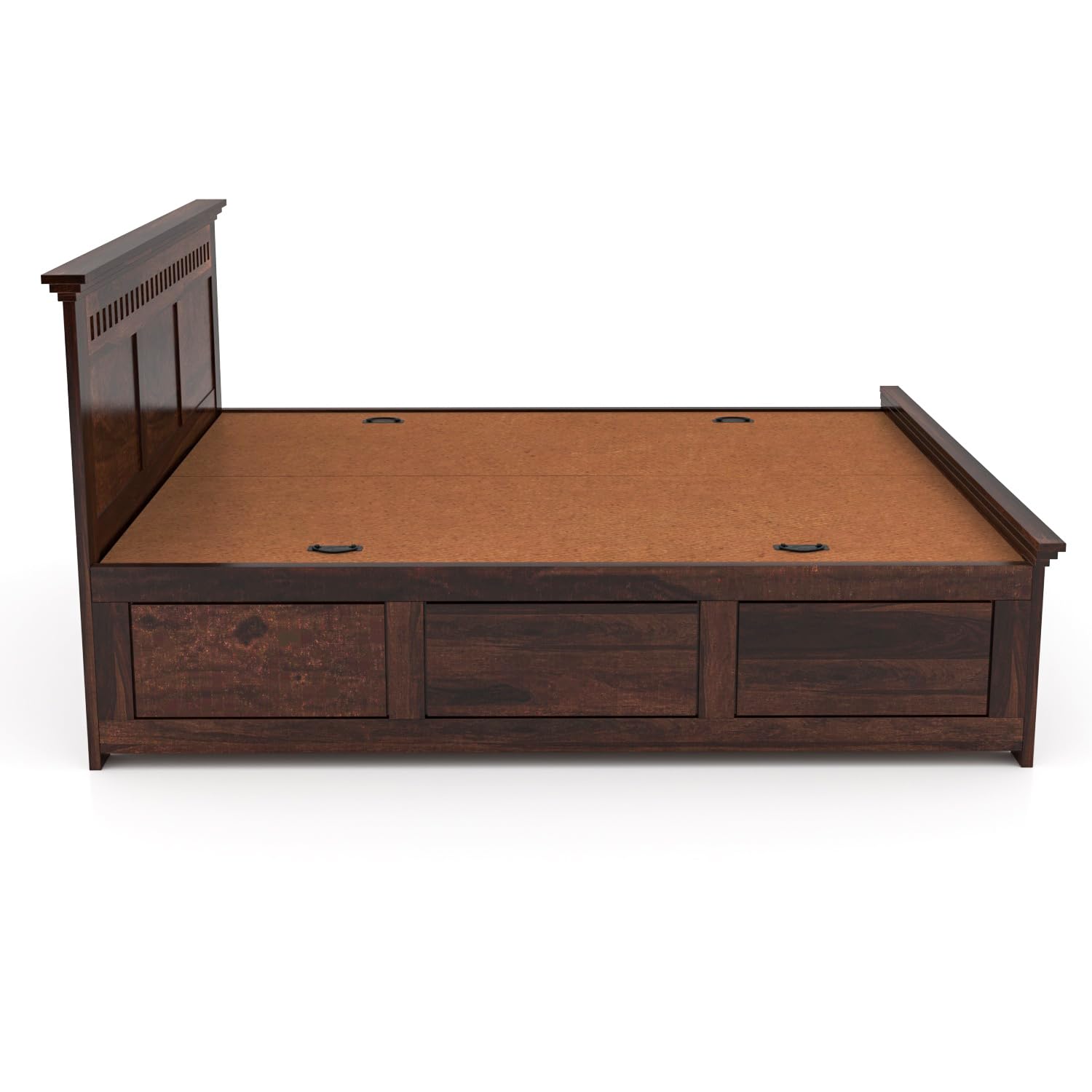 Rukmaajeee Solid Sheesham Wood Armania Queen Size Bed with Box Storage