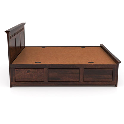 Rukmaajeee Solid Sheesham Wood Armania Queen Size Bed with Box Storage